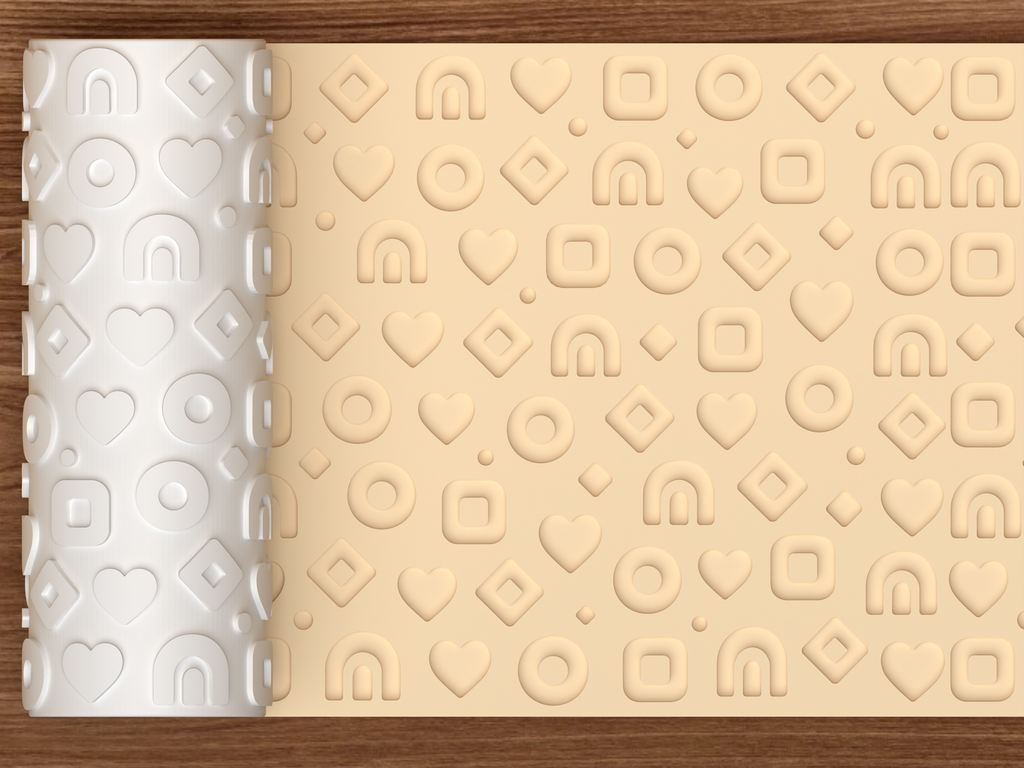 Retro Boho Geometric Textured Roller STL File - 01 main photo deboss