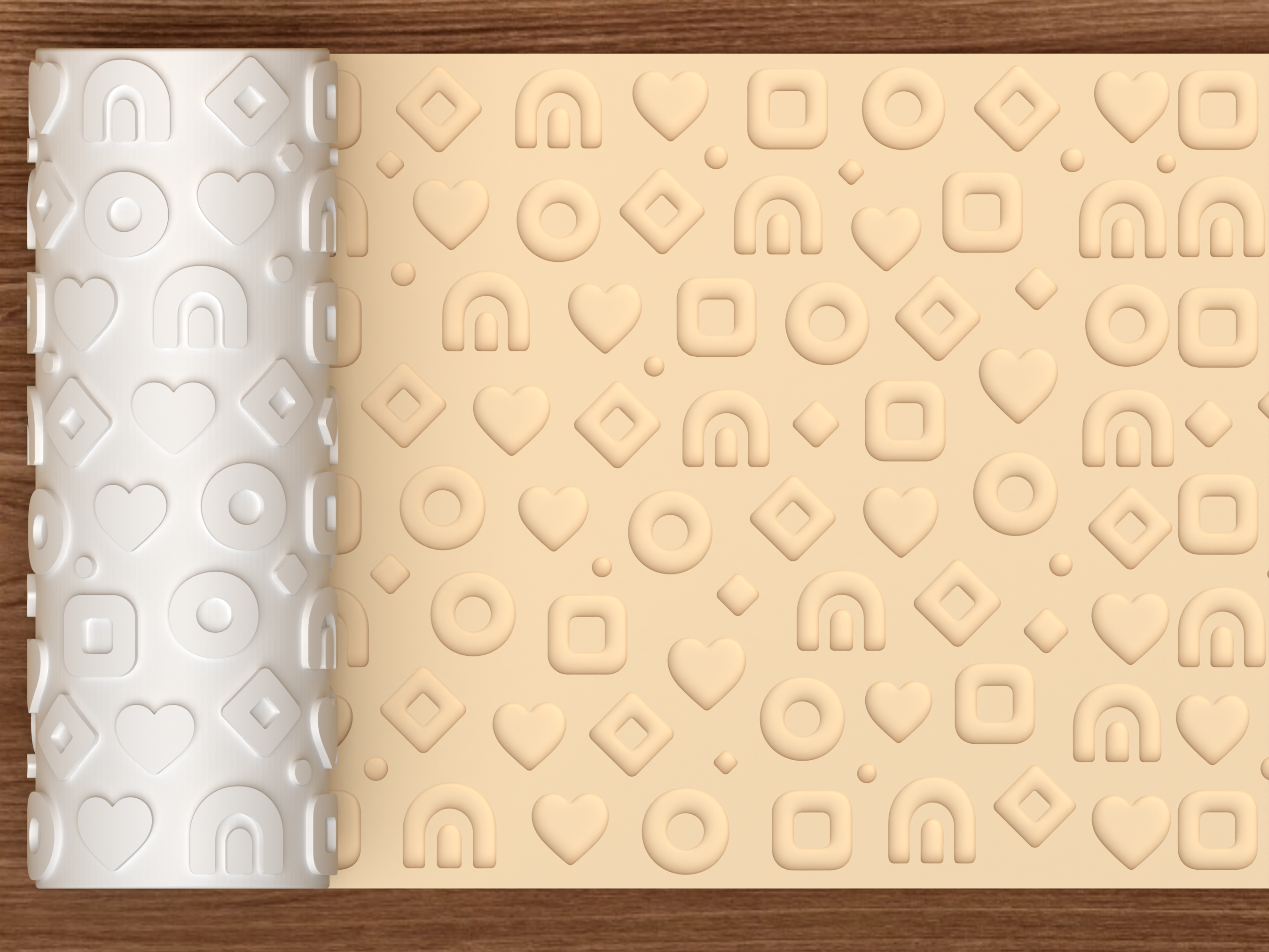 Retro Boho Geometric Textured Roller STL File - 01 main photo deboss