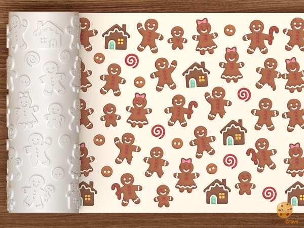 Gingerbread People Family Textured Roller