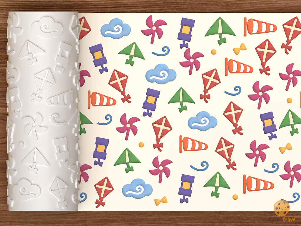 Kites Pinwheels Windy Day Textured Roller STL File