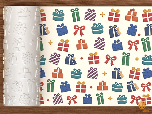 Wrapped Christmas Presents Bows Textured Roller STL File