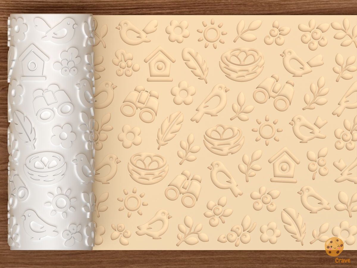 Birdwatching Garden Textured Roller STL File