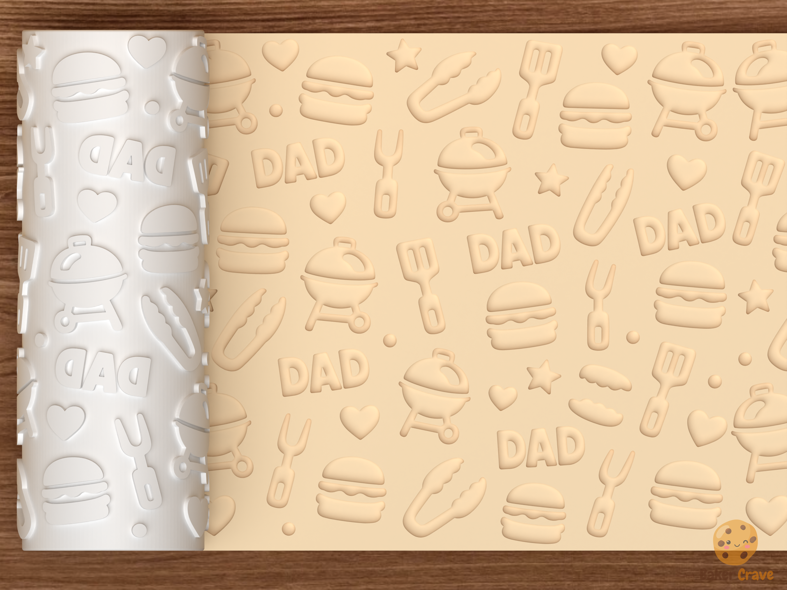 Father's Day BBQ Textured Roller STL File