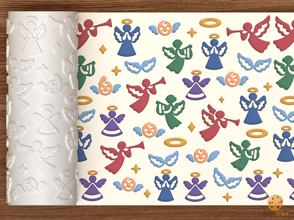 Christmas Angels Heavenly Host Textured Roller STL File