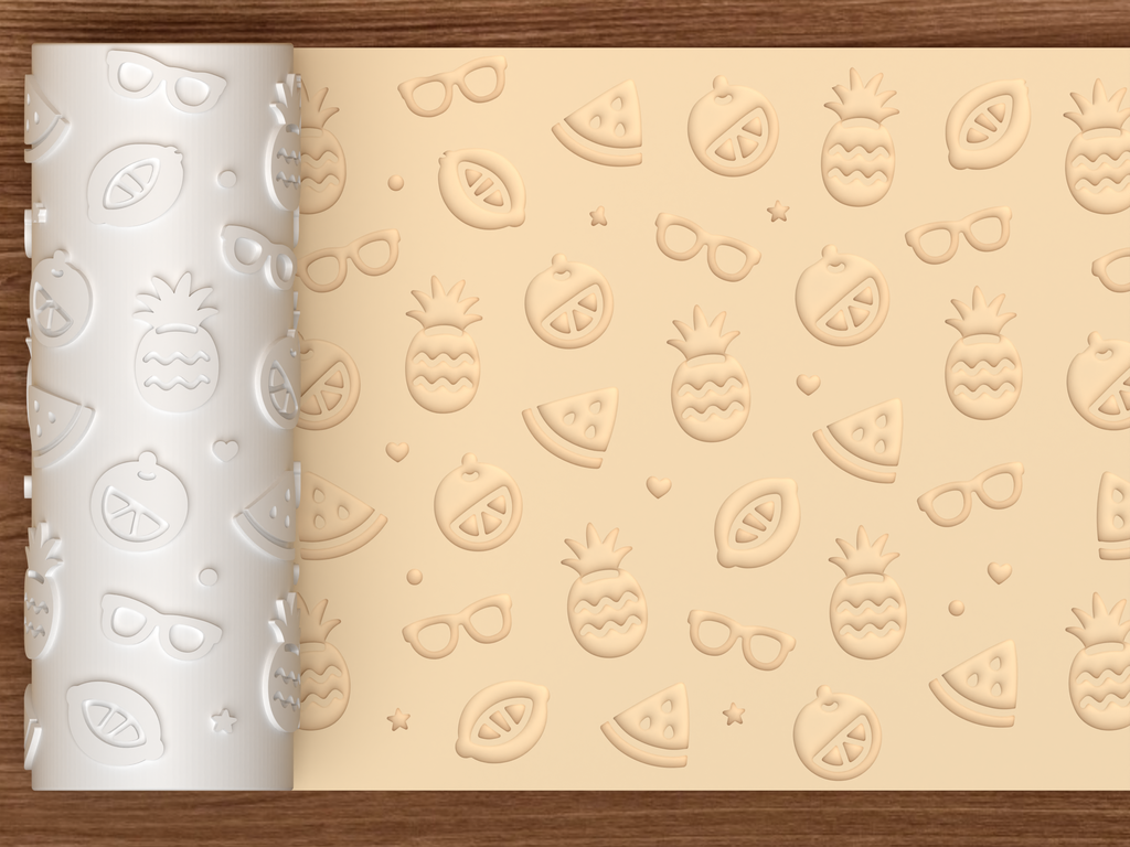 Summer Fruit Vacation Textured Roller STL File - 01 main photo deboss