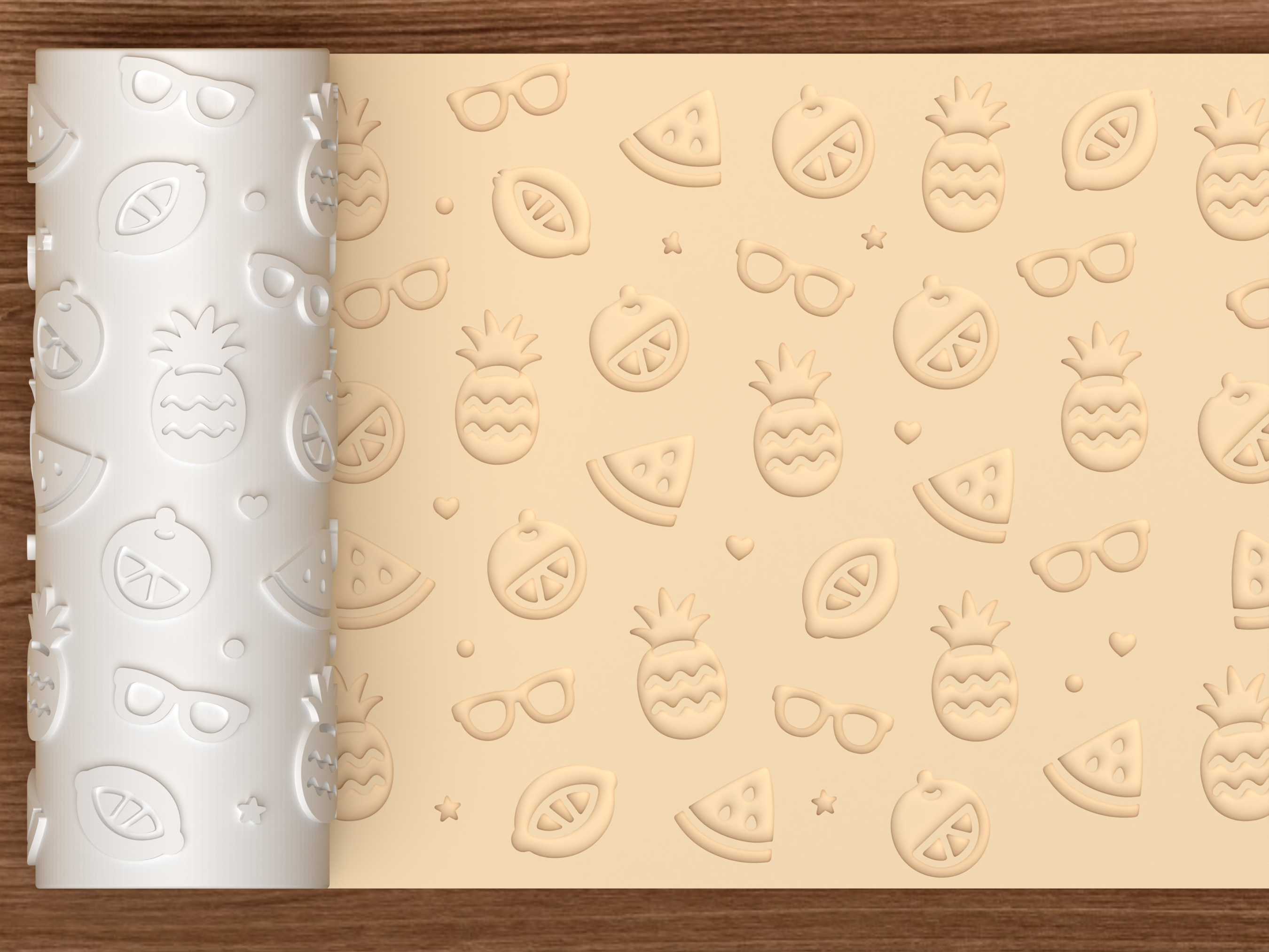 Summer Fruit Vacation Textured Roller STL File - 01 main photo deboss