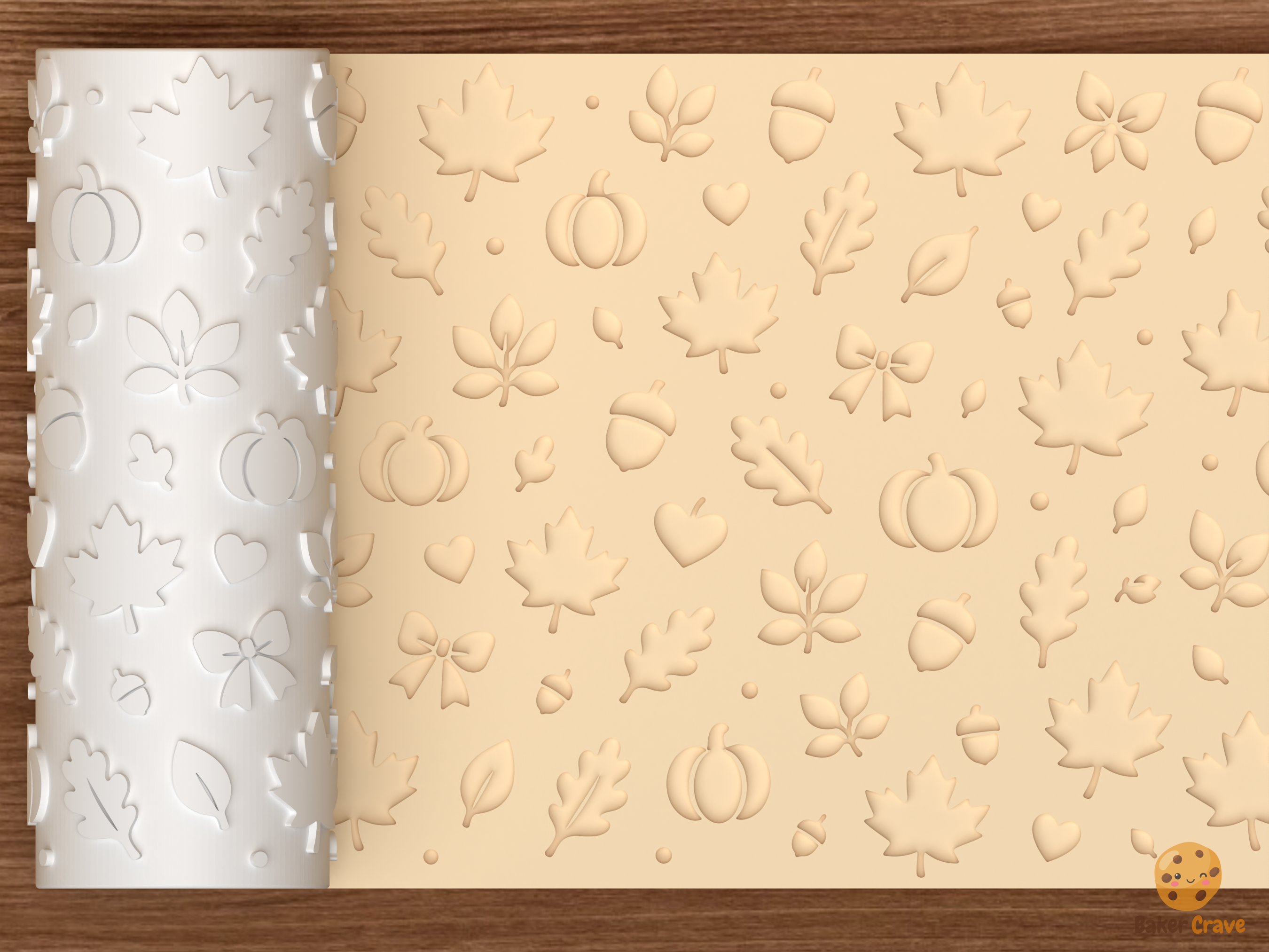 Autumn Harvest Textured Roller STL File - 01 main photo deboss