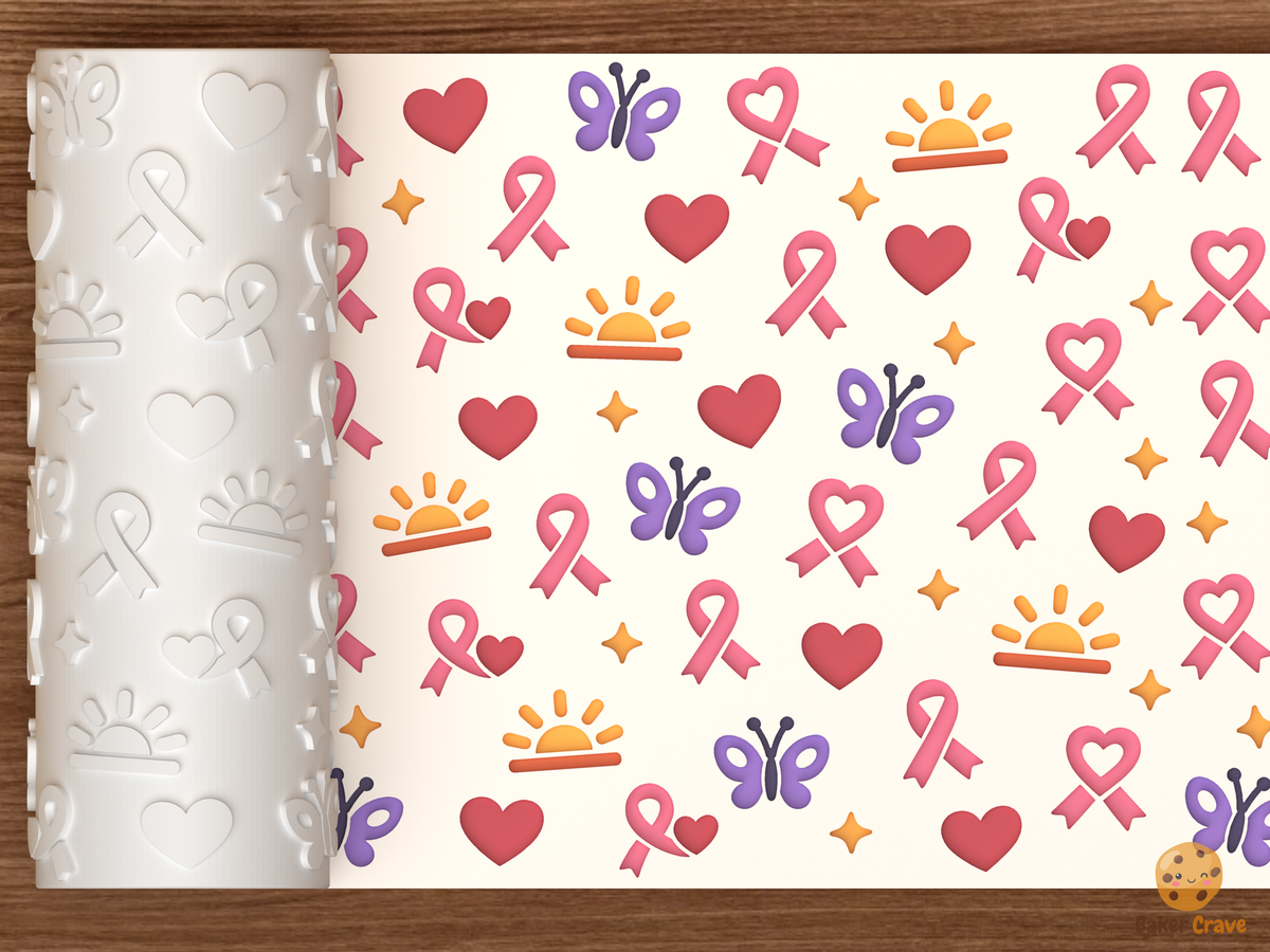 Awareness Ribbon Hope Textured Roller STL File