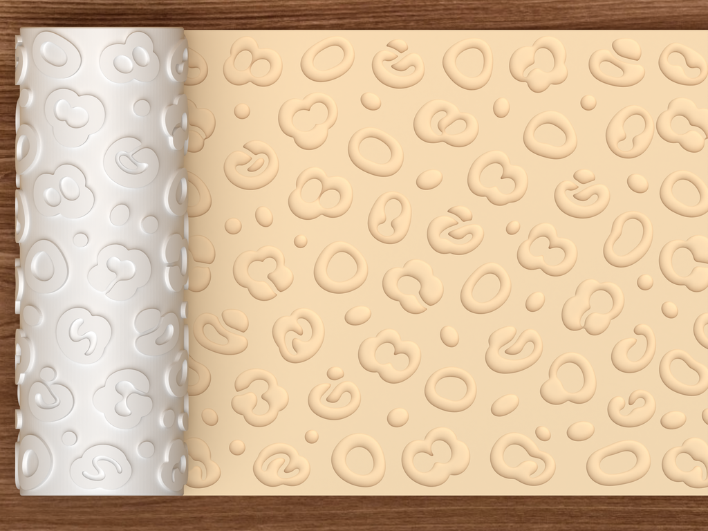 Leopard Animal Print Textured Roller STL File - 01 main photo deboss