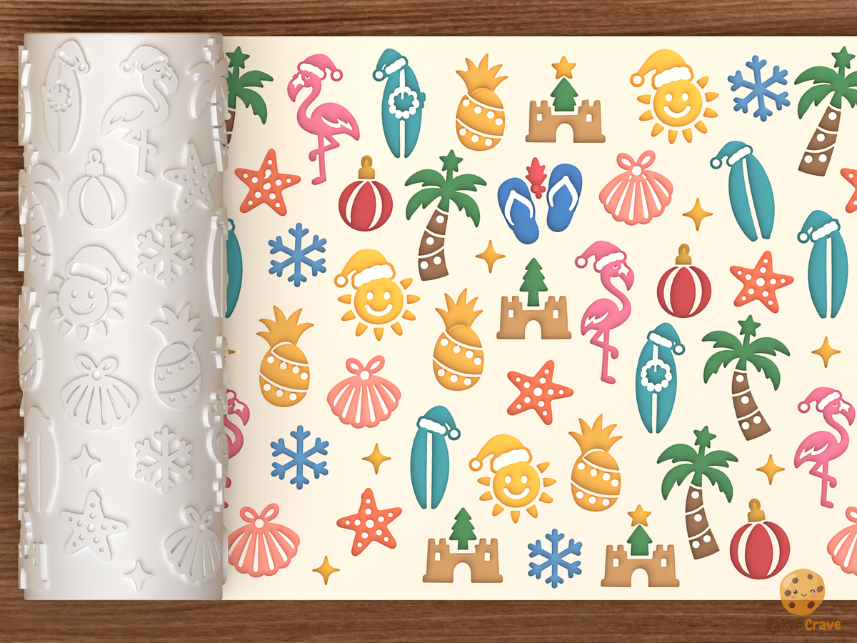 Coastal Tropical Christmas Beach Santa Christmas In Textured Roller