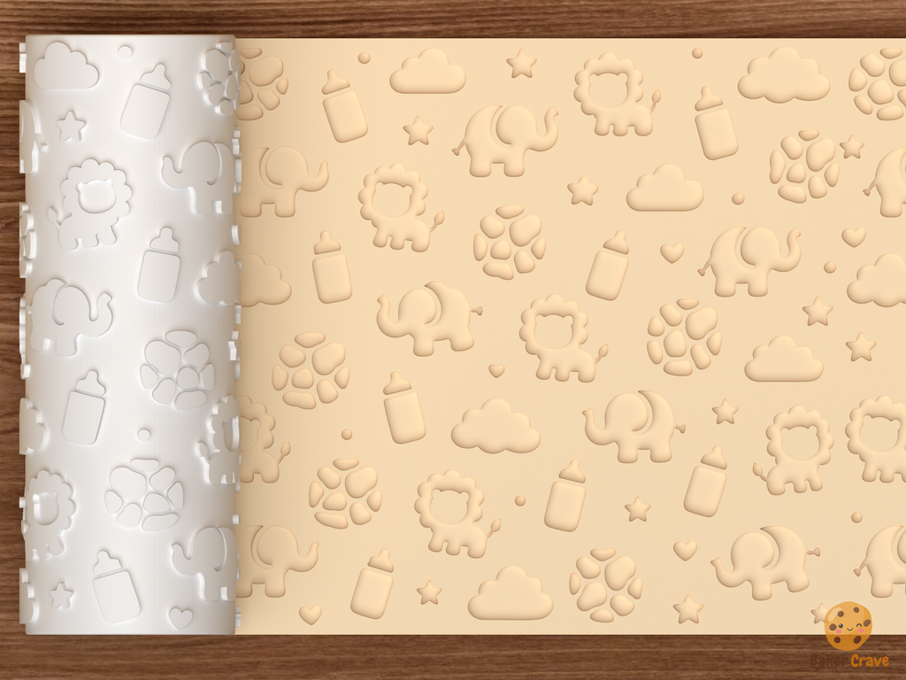 Safari Baby Shower Textured Roller STL File - 01 main photo deboss