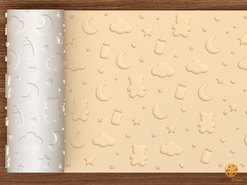 Baby Nursery Night Sky Textured Roller STL File - 01 main photo deboss