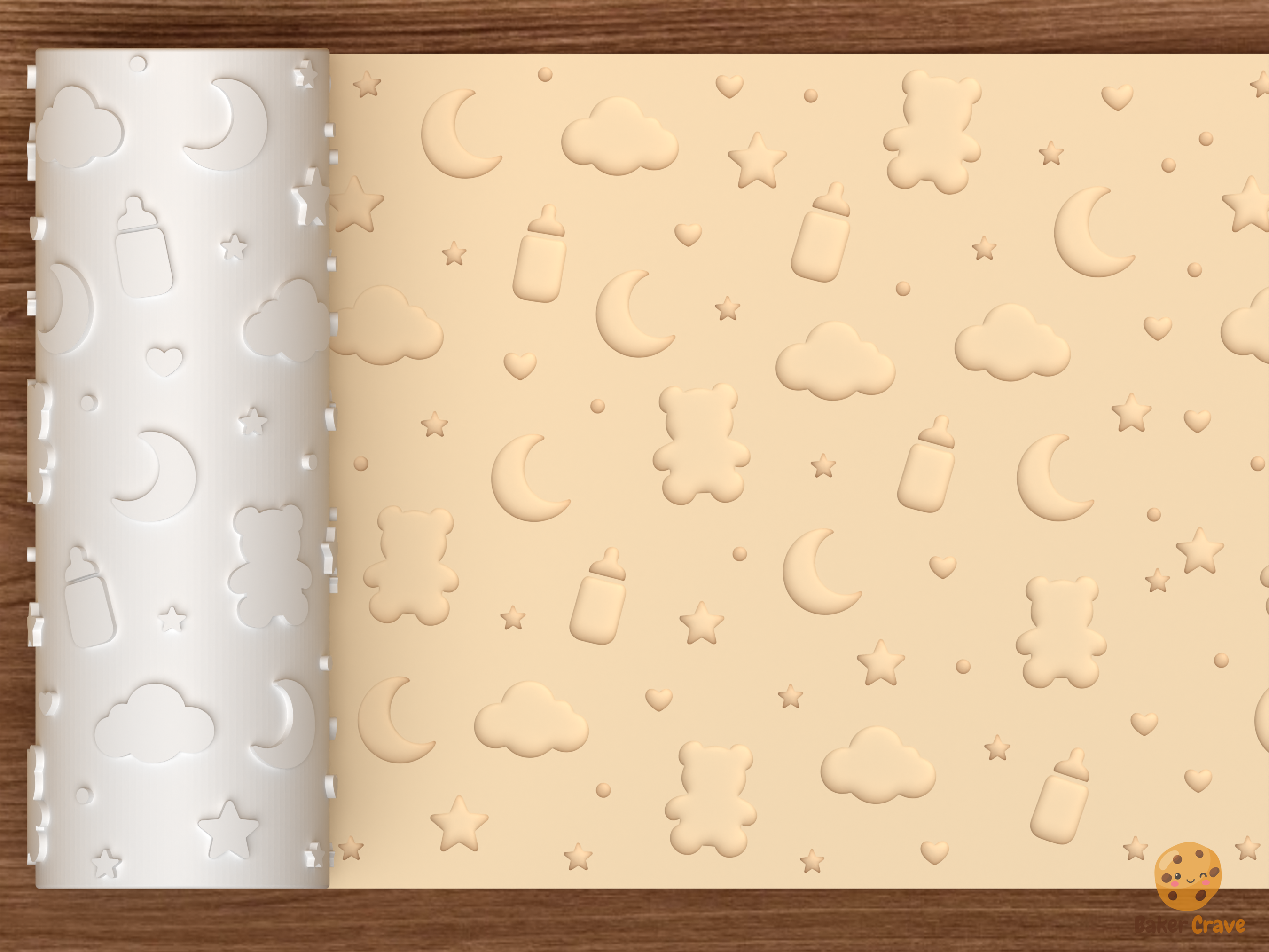 Baby Nursery Night Sky Textured Roller STL File - 01 main photo deboss