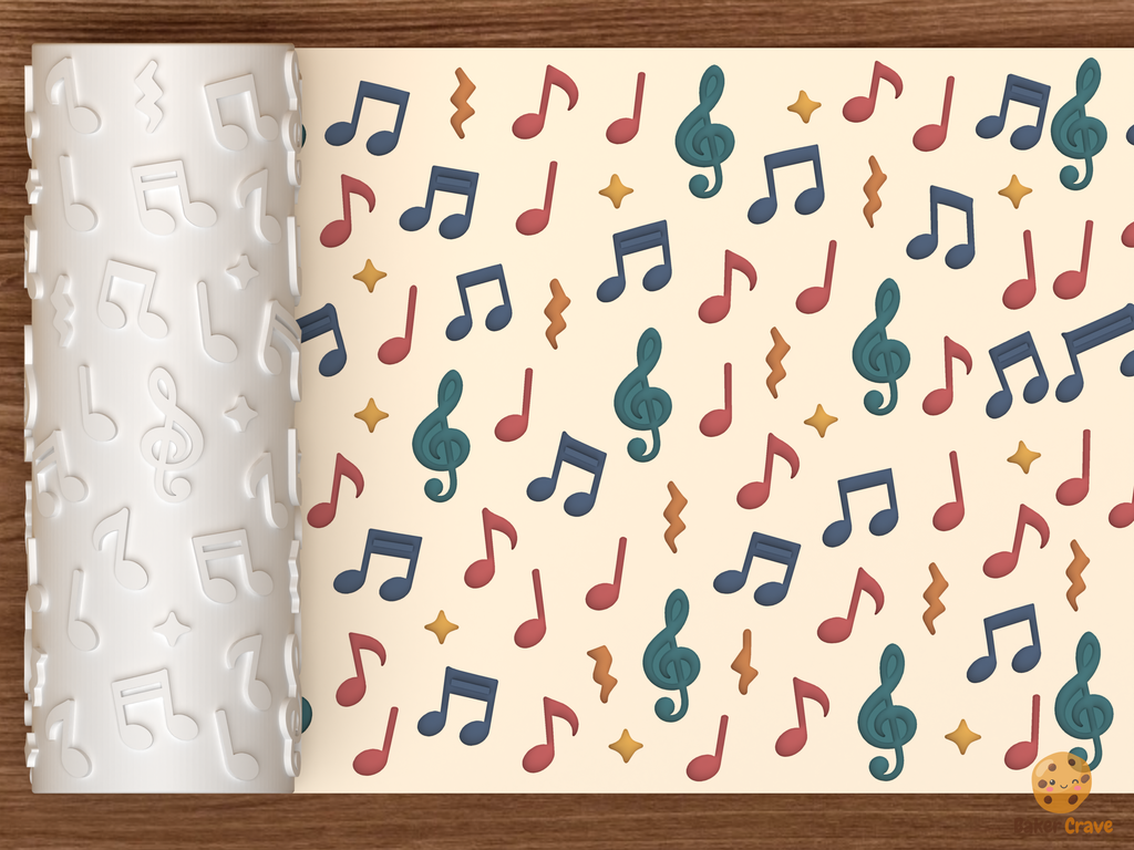 Music Notes Clefs Textured Roller STL File