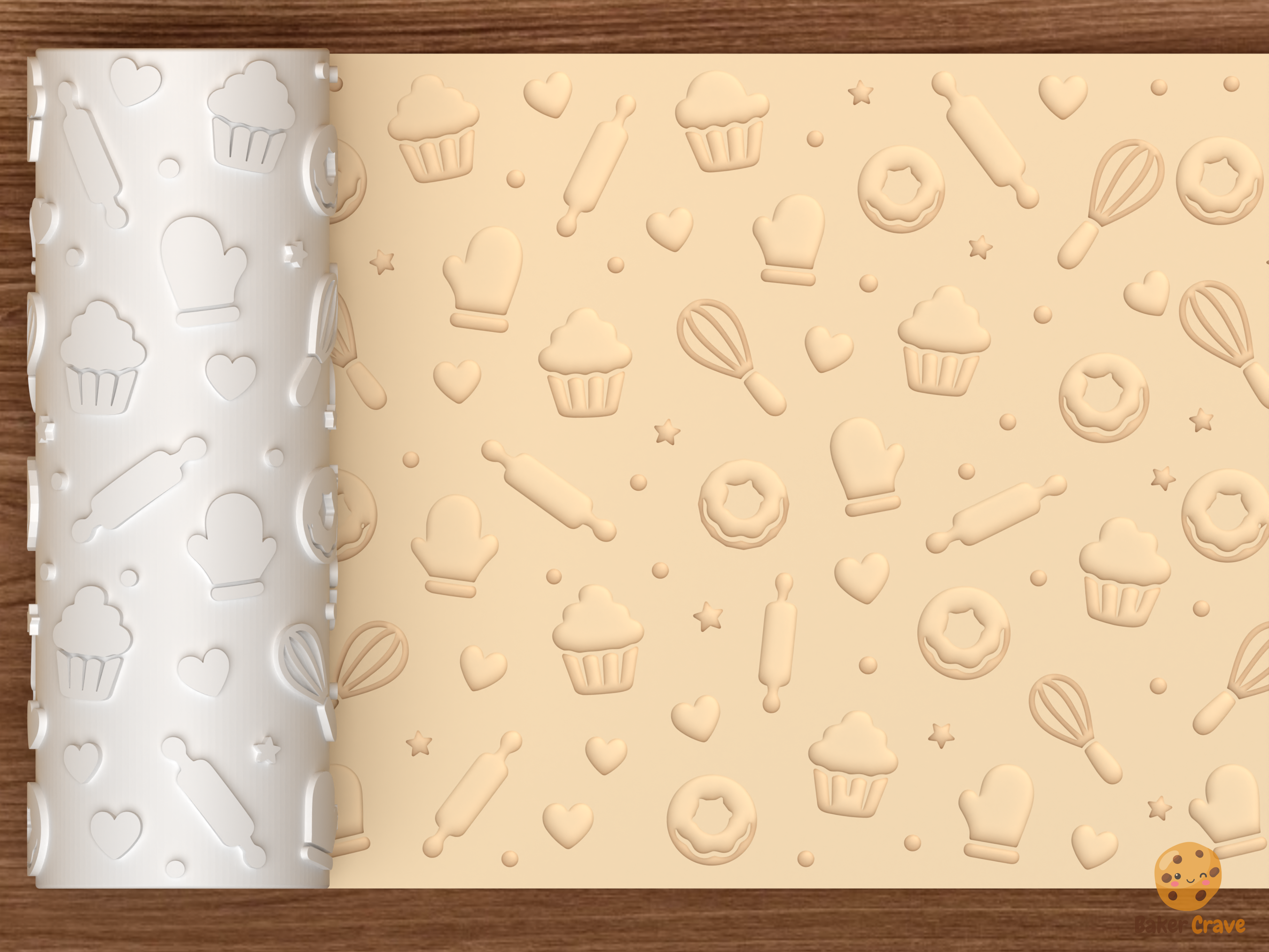 Bakery Tools Textured Roller STL File - 01 main photo deboss