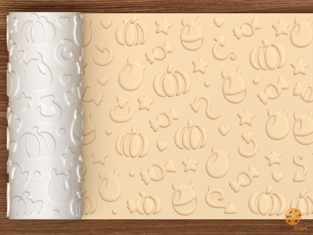 Devilish Egg Halloween Textured Roller STL File - 01 main photo deboss