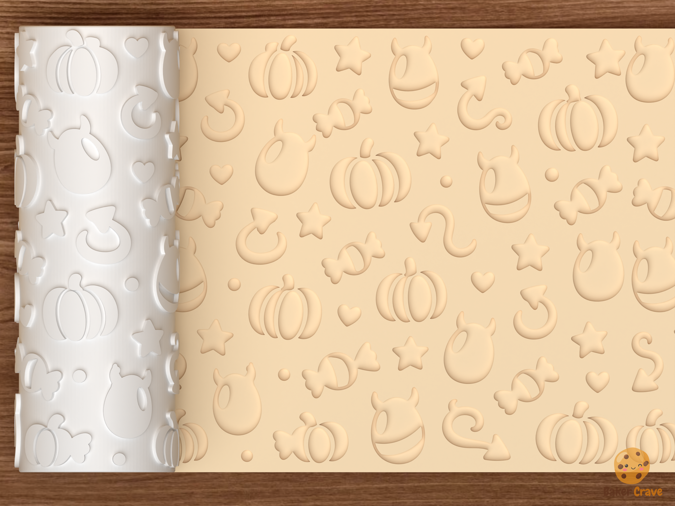 Devilish Egg Halloween Textured Roller STL File - 01 main photo deboss