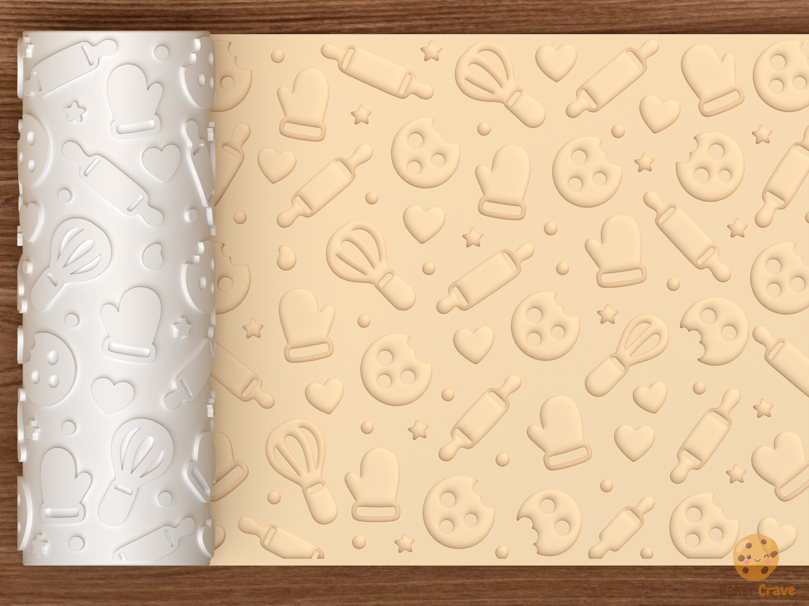 Baking Kitchen Textured Roller STL File - 01 main photo deboss