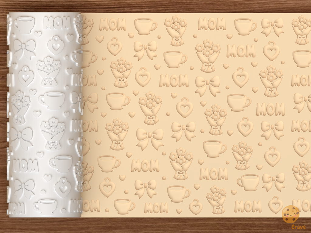 Mother's Day Tea Floral Textured Roller STL File