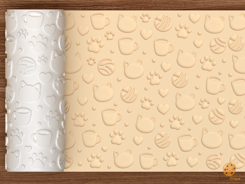 Cat Cafe Textured Roller STL File - 01 main photo deboss