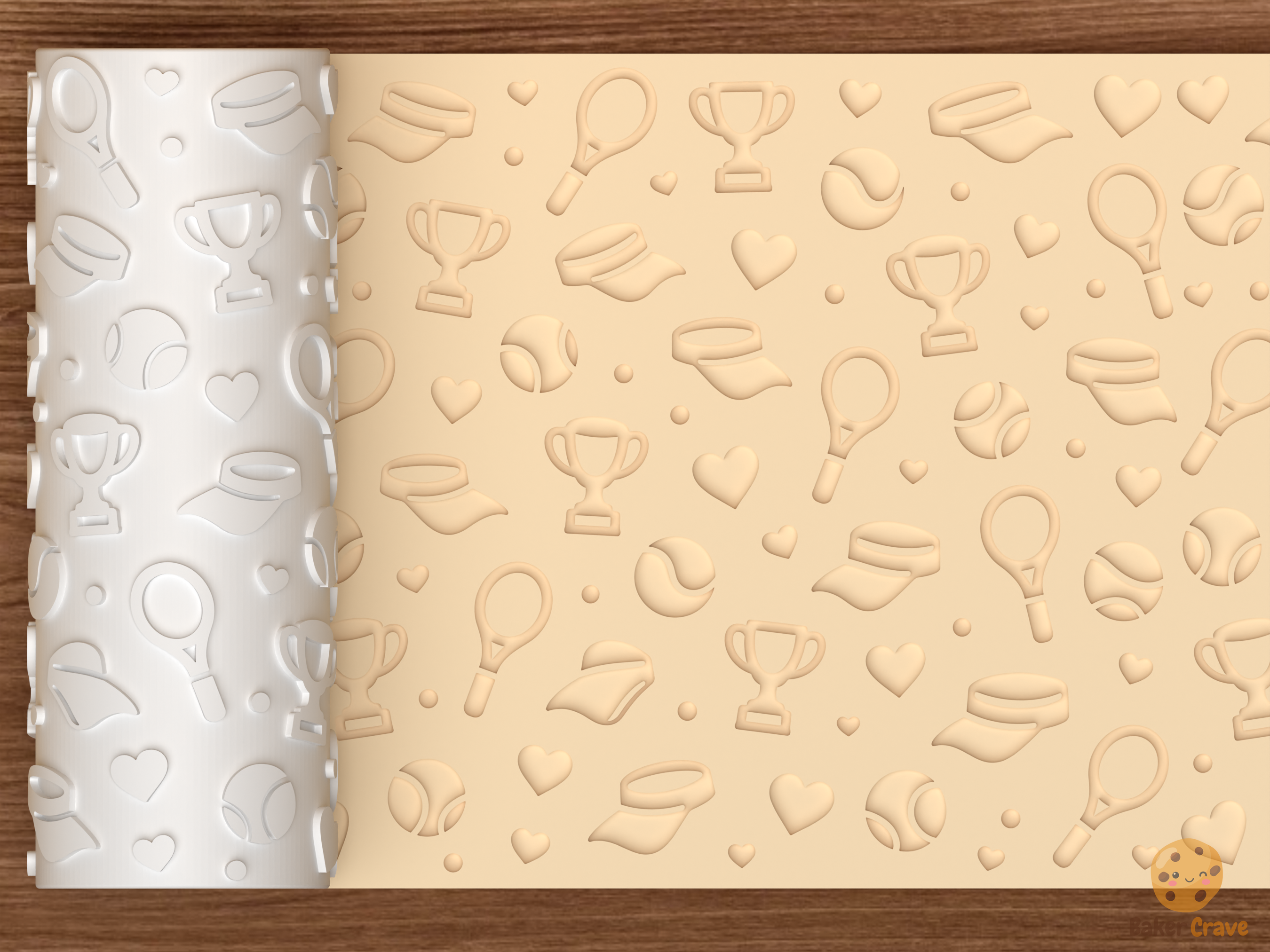 Tennis Love Textured Roller STL File - 01 main photo deboss