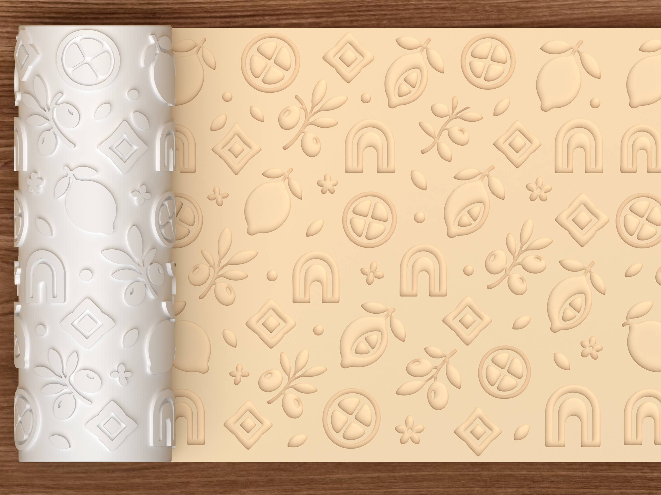 Mediterranean Citrus Textured Roller STL File - 01 main photo deboss