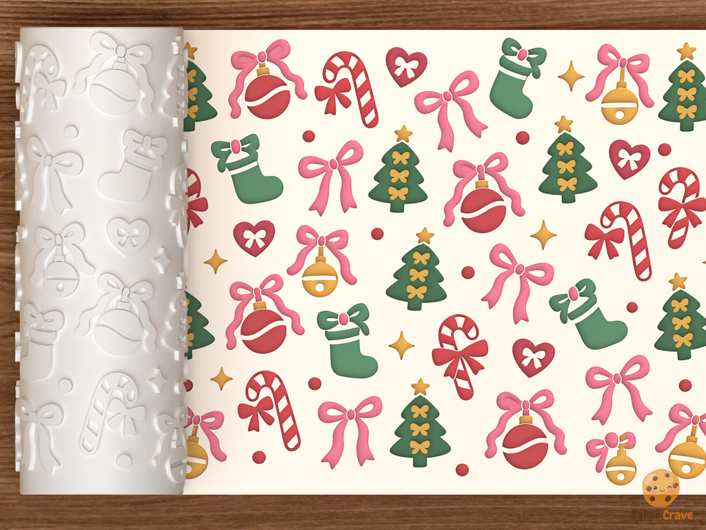 Coquette Bow Christmas Textured Roller STL File