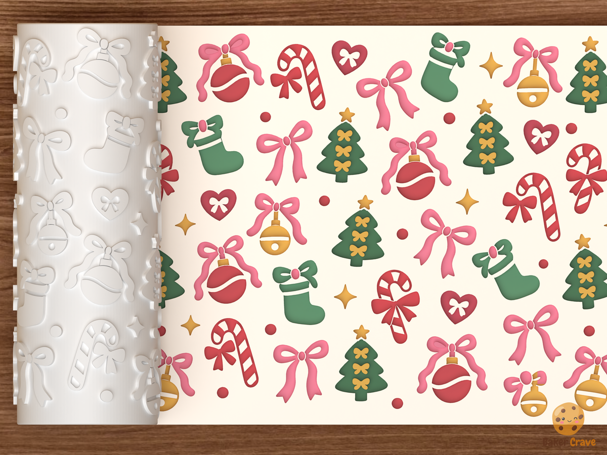 Coquette Bow Christmas Textured Roller