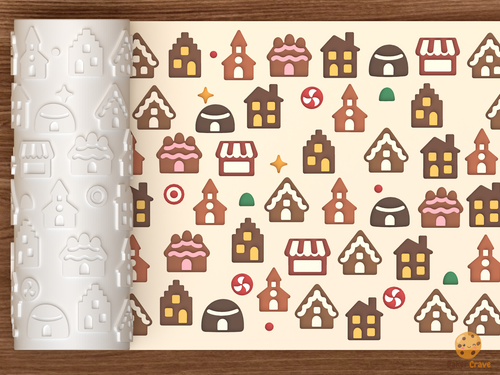 Gingerbread House Village Textured Roller STL File