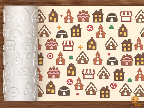 Gingerbread House Village Textured Roller