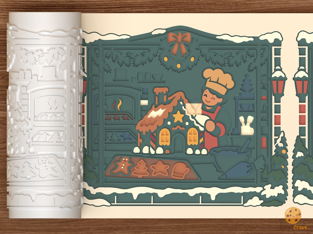 Gingerbread Bakery Window Textured Roller