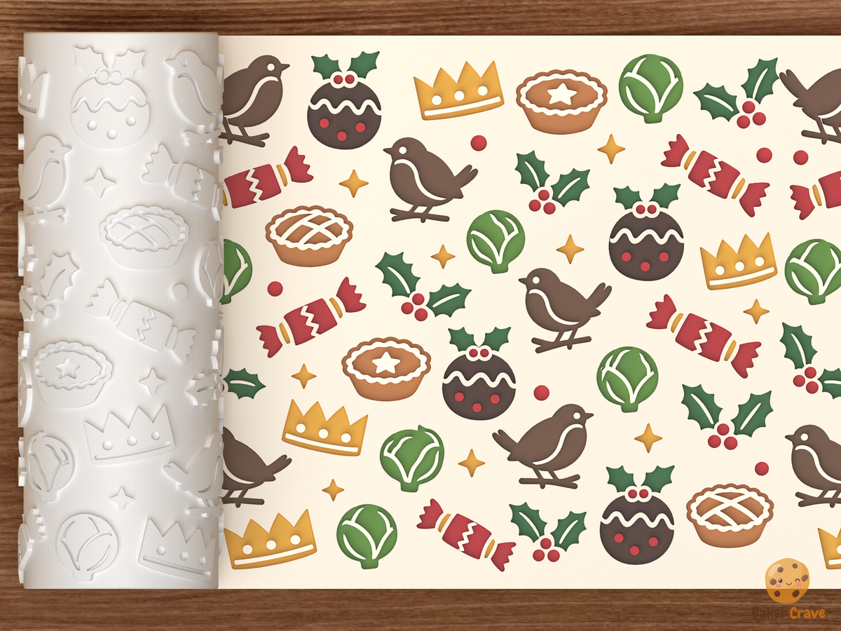 British Christmas Robin Pudding Crackers Textured Roller