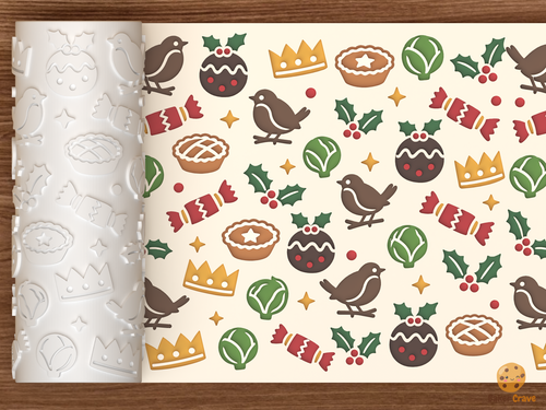 British Christmas Robin Pudding Crackers Textured Roller STL File