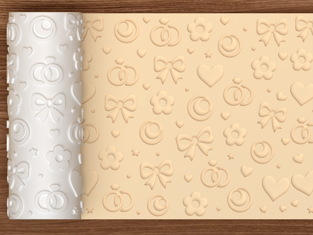Romantic Wedding Textured Roller STL File - 01 main photo deboss