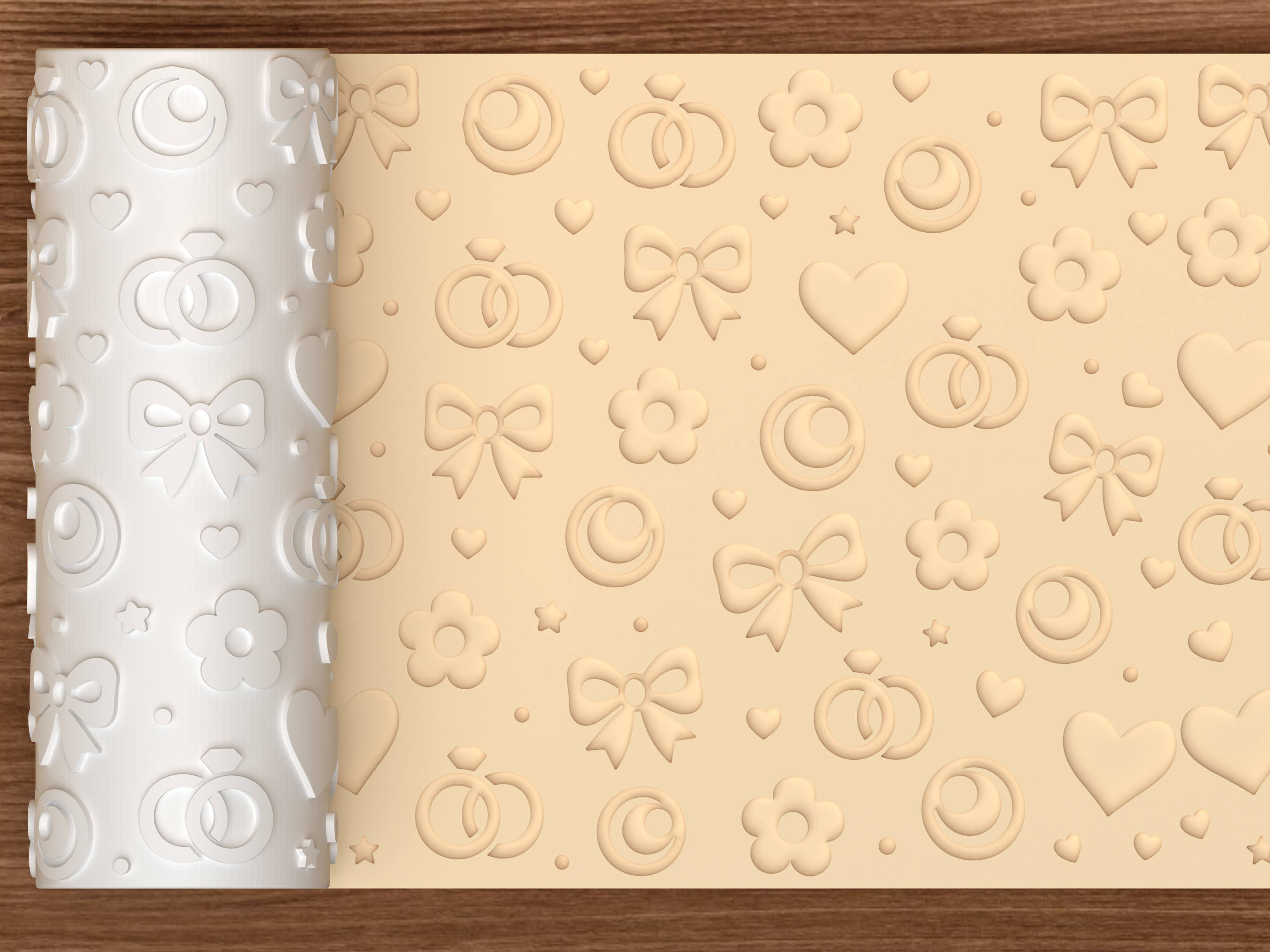 Romantic Wedding Textured Roller STL File - 01 main photo deboss