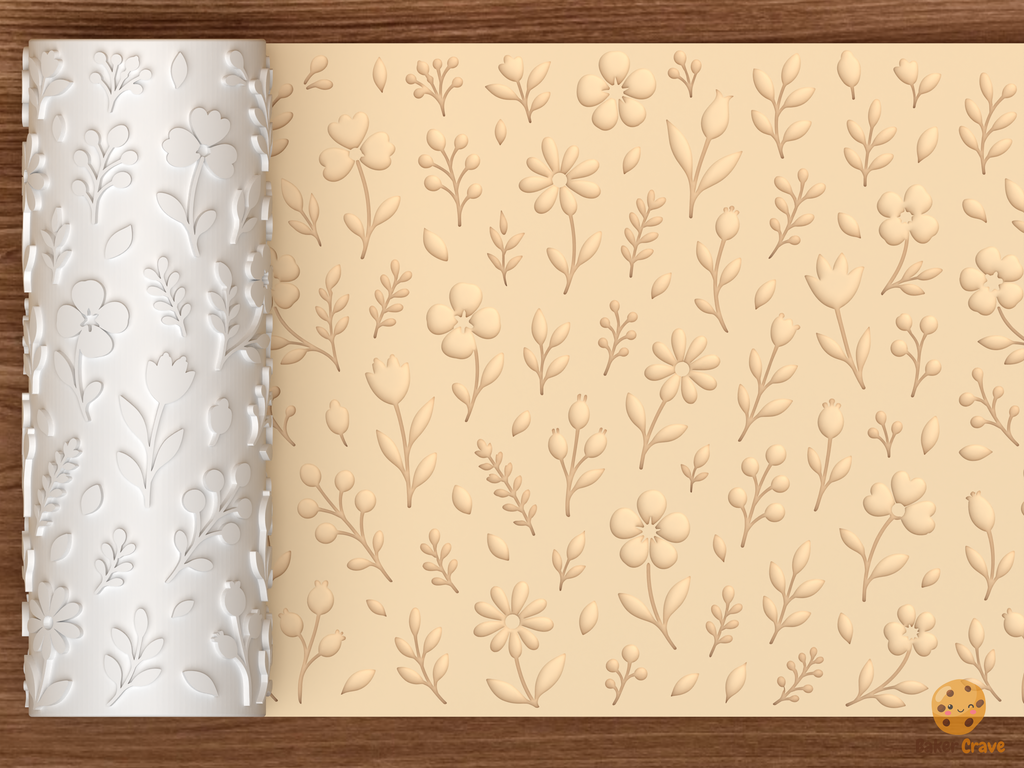 Botanical Wildflower Textured Roller STL File - 01 main photo deboss