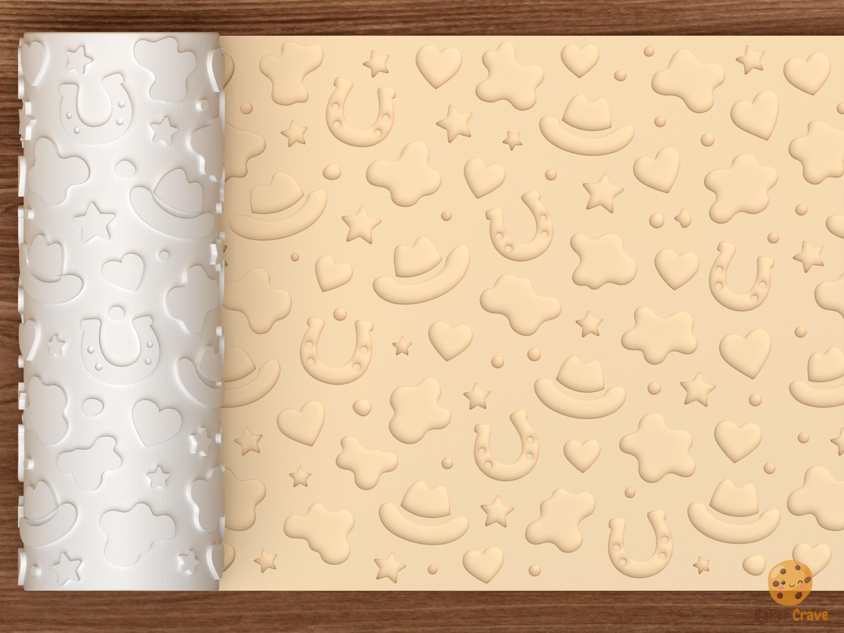 Cow Print Western Textured Roller STL File - 01 main photo deboss
