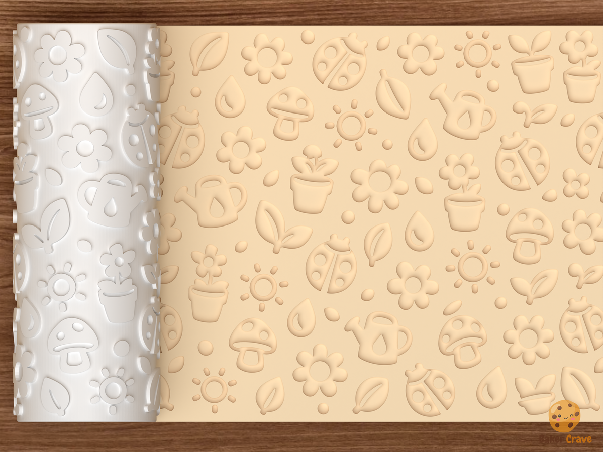 Ladybug Garden Textured Roller STL File