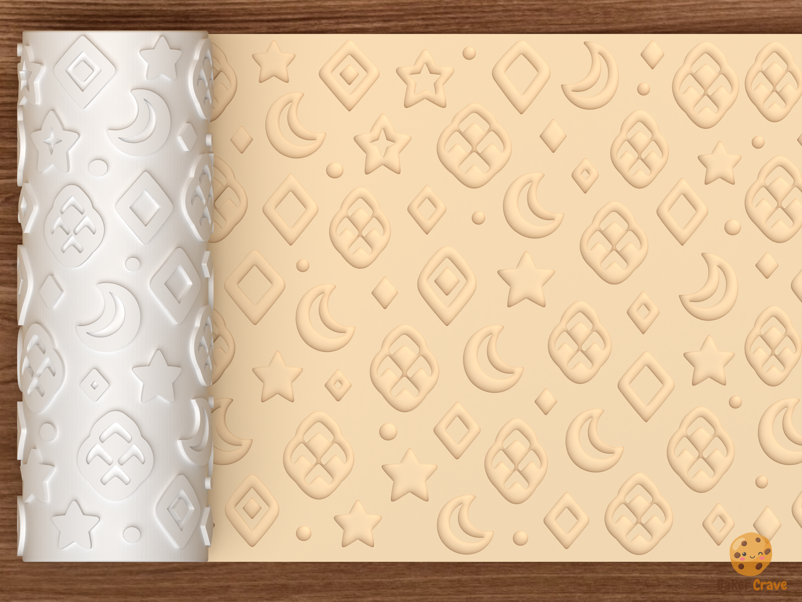 Snake Skin Geometric Textured Roller STL File - 01 main photo deboss
