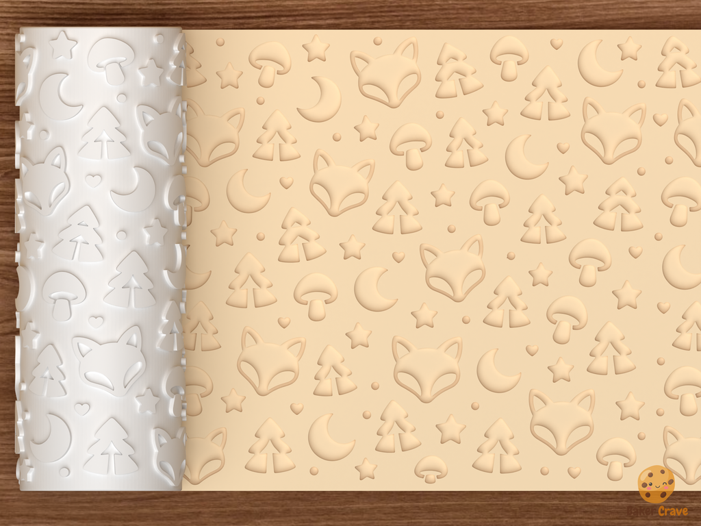 Fox Woodland Textured Roller STL File - 01 main photo deboss