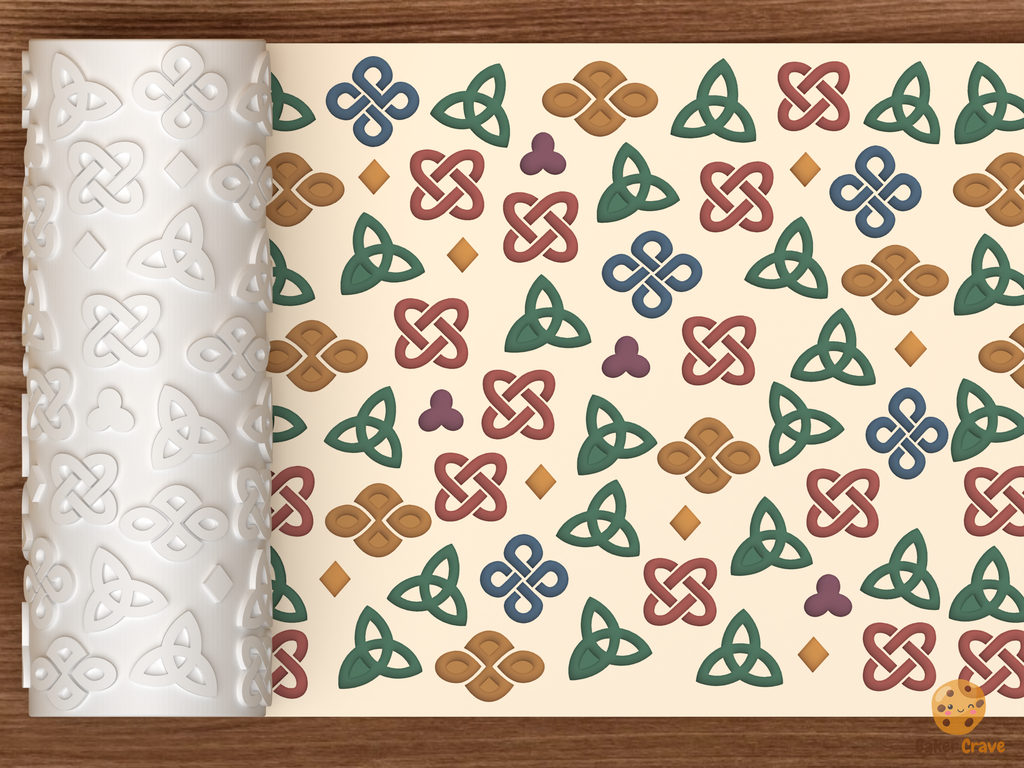 Celtic Knot Symbols Textured Roller STL File