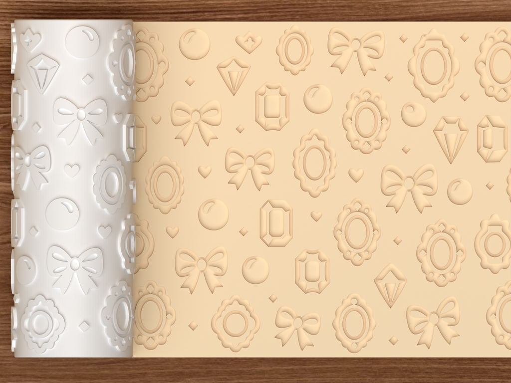 Coquette Jewelry Textured Roller STL File - 01 main photo deboss