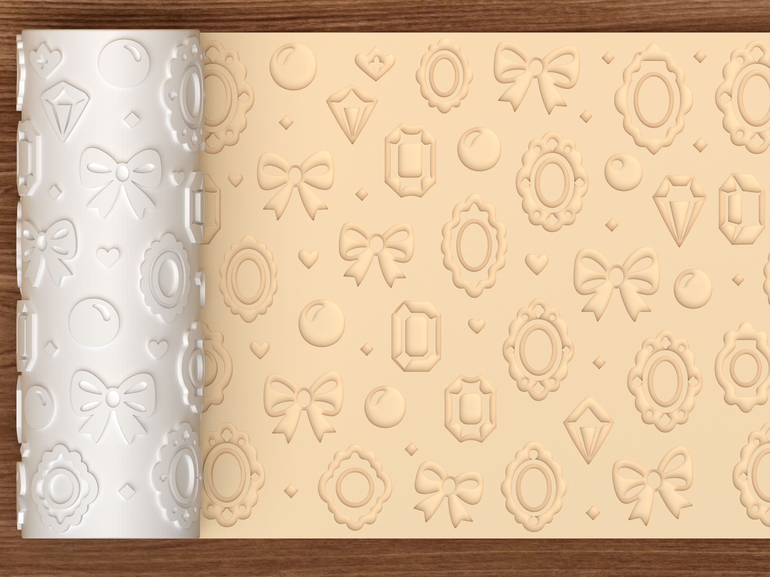 Coquette Jewelry Textured Roller STL File - 01 main photo deboss