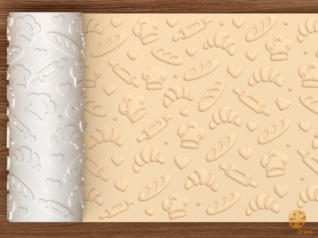Bakery Pastry Textured Roller STL File - 01 main photo deboss