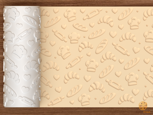 Bakery Pastry Textured Roller STL File - 01 main photo deboss