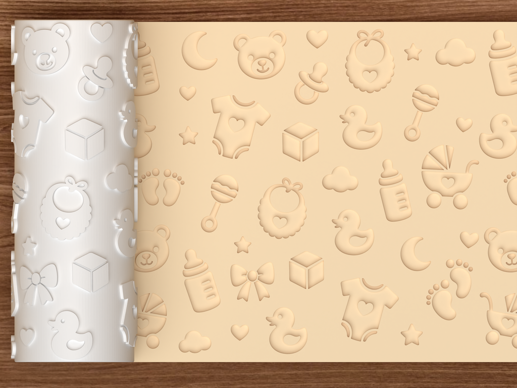 Baby Shower Textured Roller STL File - 01 main photo deboss