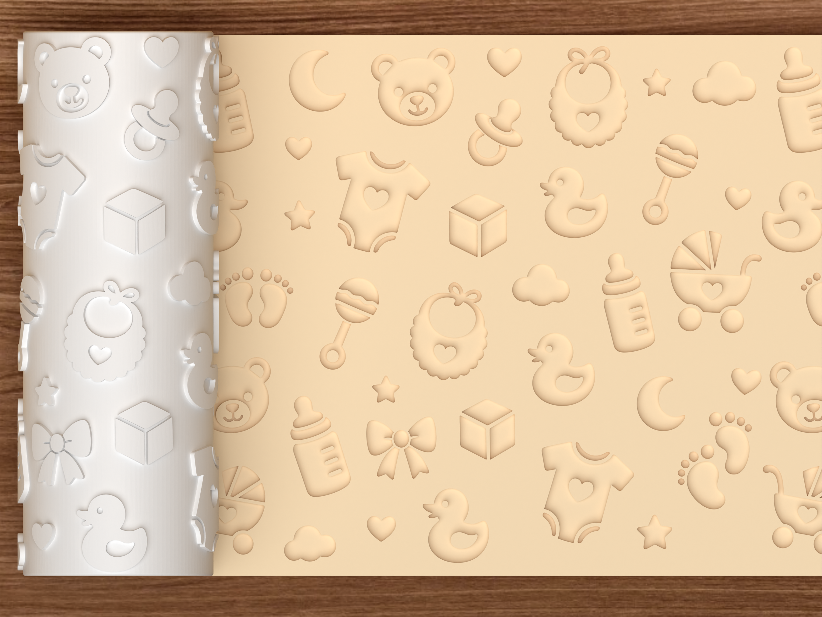 Baby Shower Textured Roller STL File - 01 main photo deboss