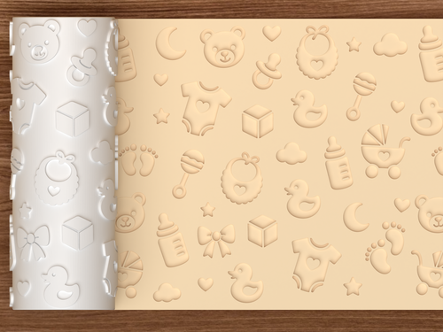 Baby Shower Textured Roller STL File - 01 main photo deboss