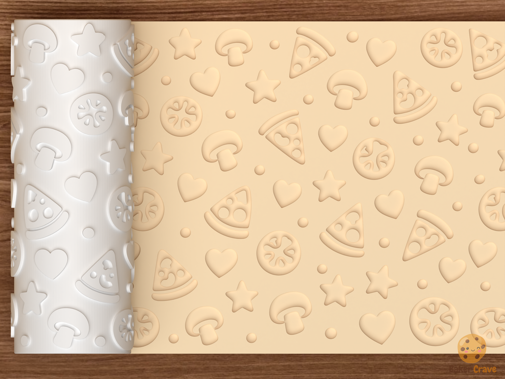 Pizza Party Textured Roller STL File - 01 main photo deboss