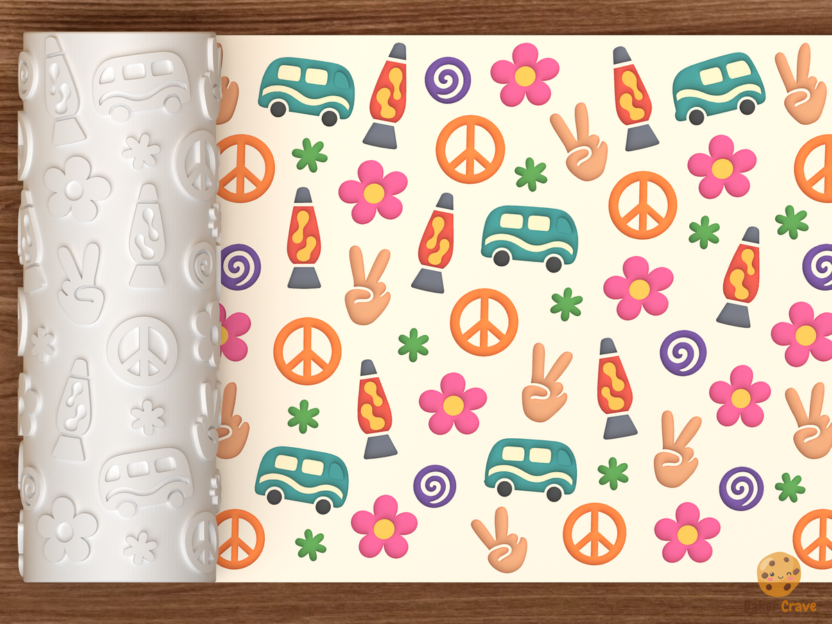 Groovy Peace Flower Power Textured Roller STL File